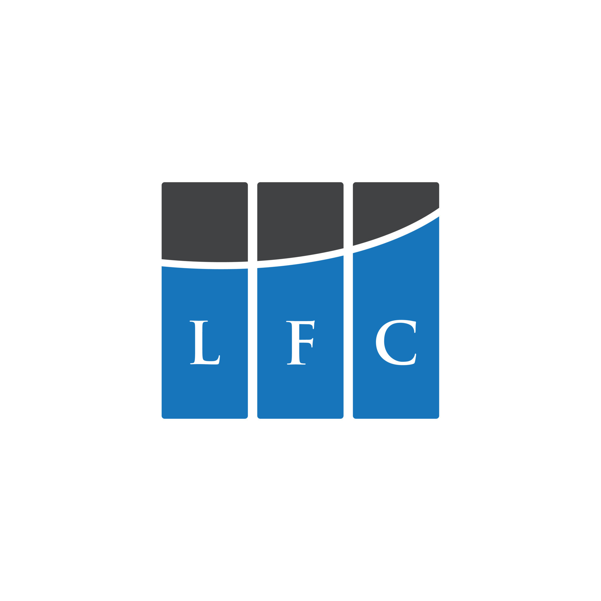 LFC letter logo design on WHITE background. LFC creative initials