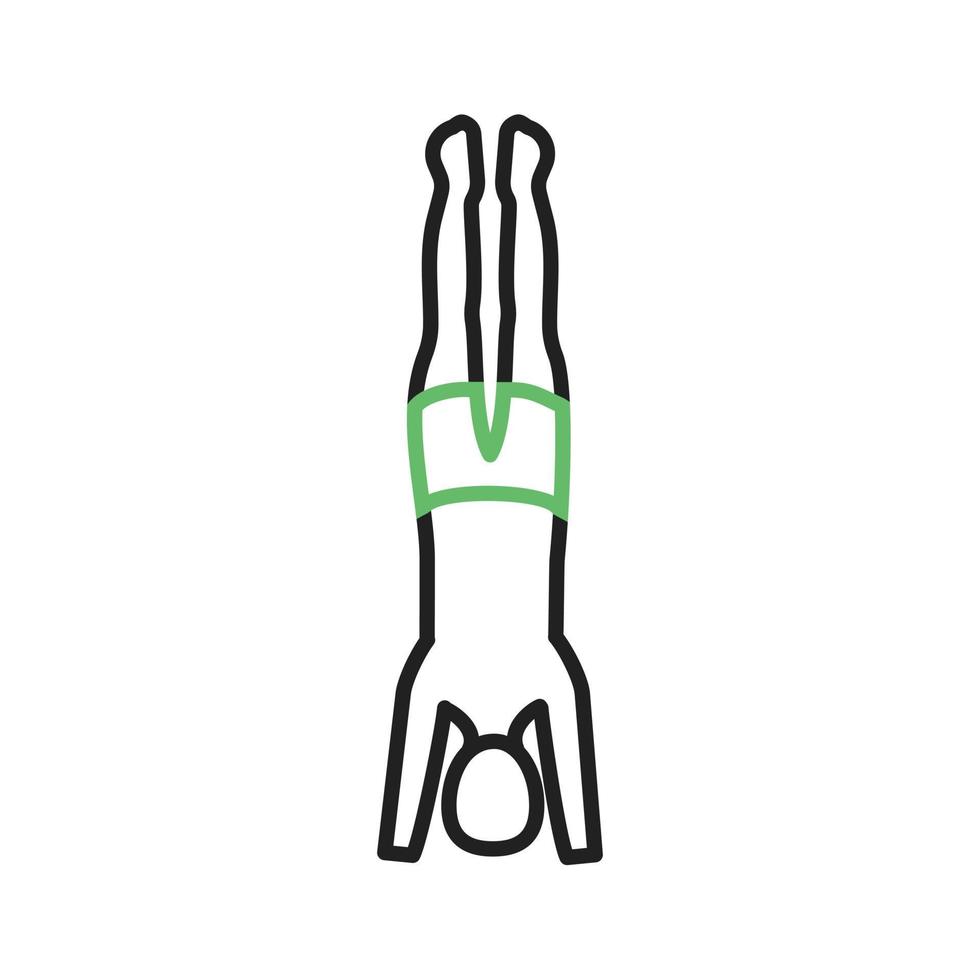 Support Headstand Line Green and Black Icon vector