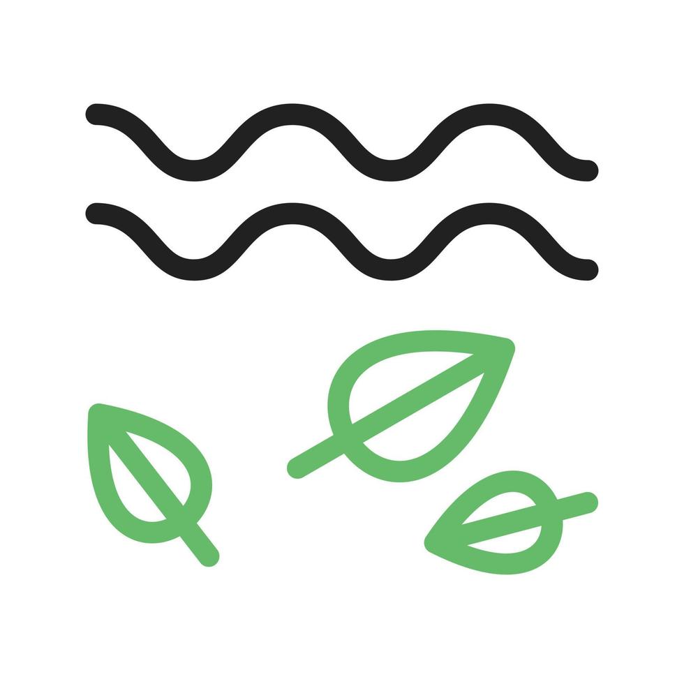 Leaves in Wind Line Green and Black Icon vector