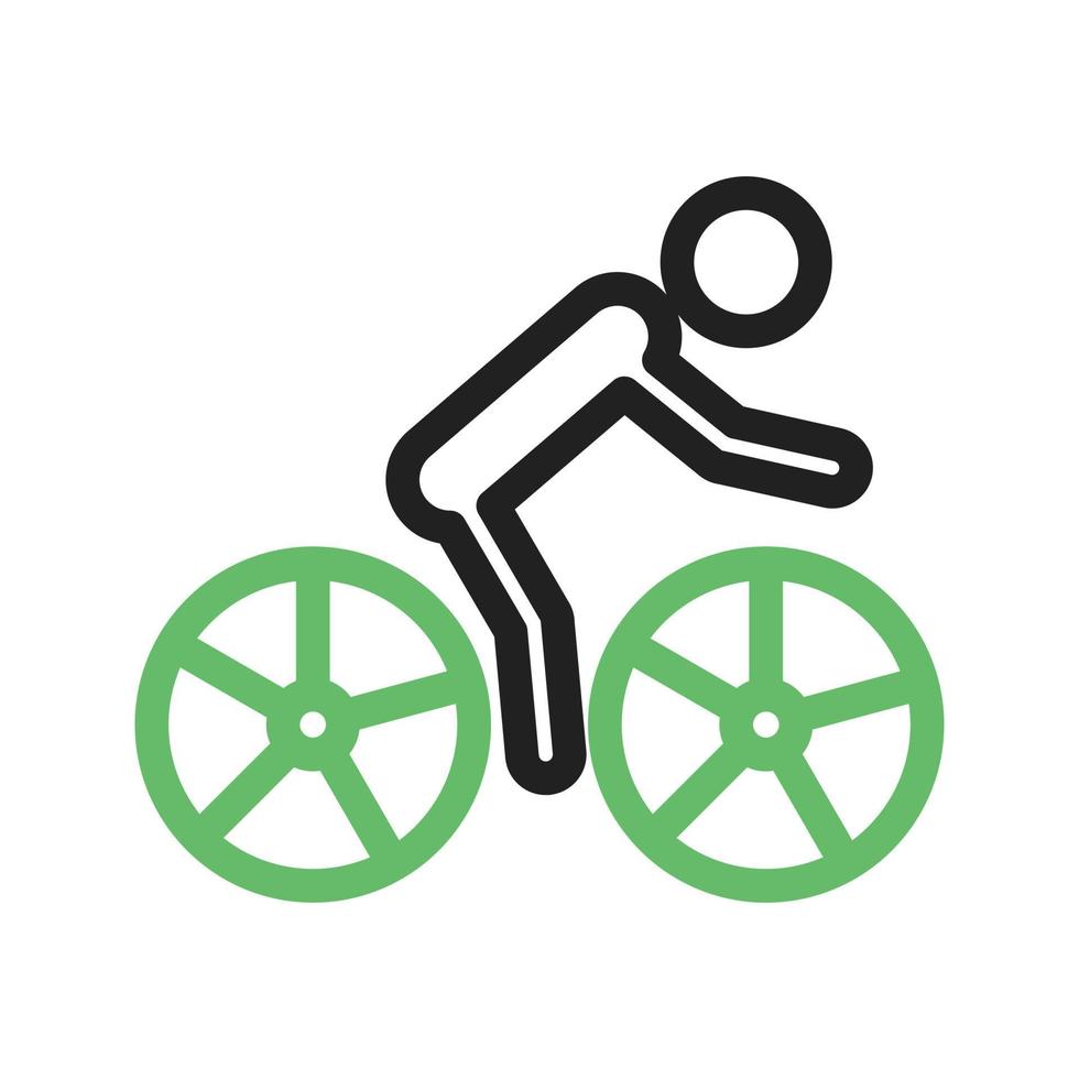 línea de ciclismo icono verde y negro vector