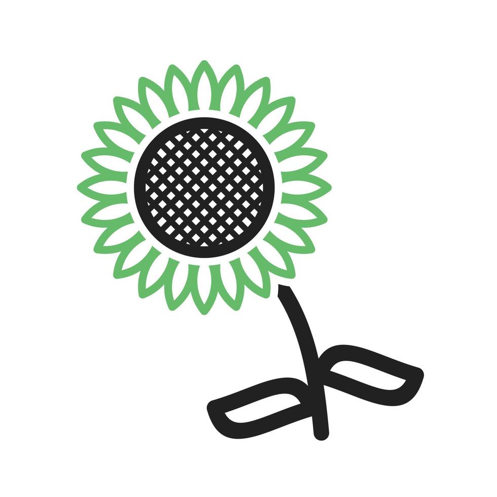 línea de girasoles icono verde y negro vector