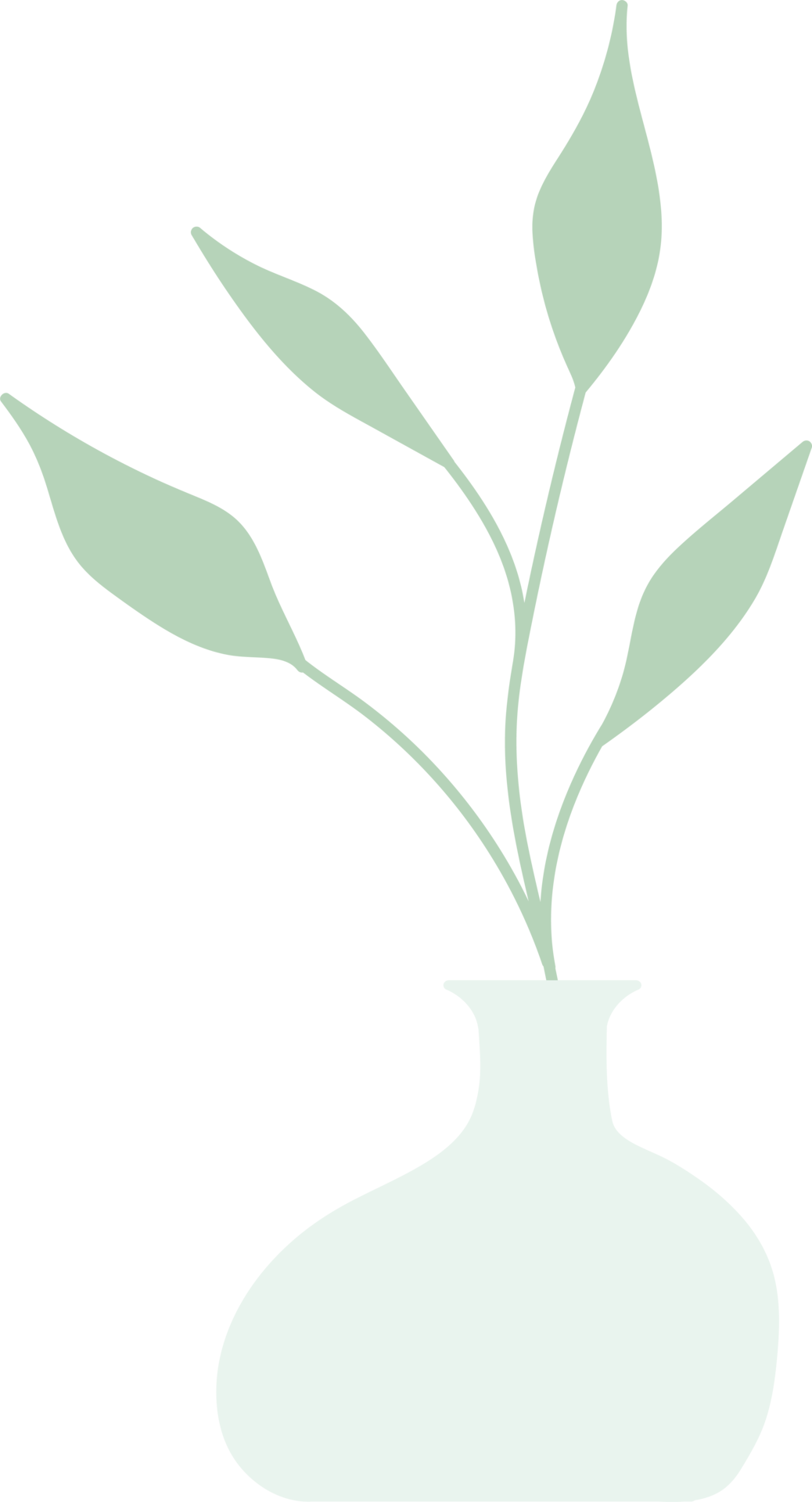 Vase flower leaves Aesthetic element, minimal vase design illustration