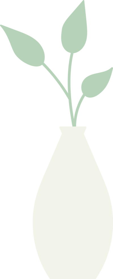 Vase flower leaves Aesthetic element, minimal vase design illustration png