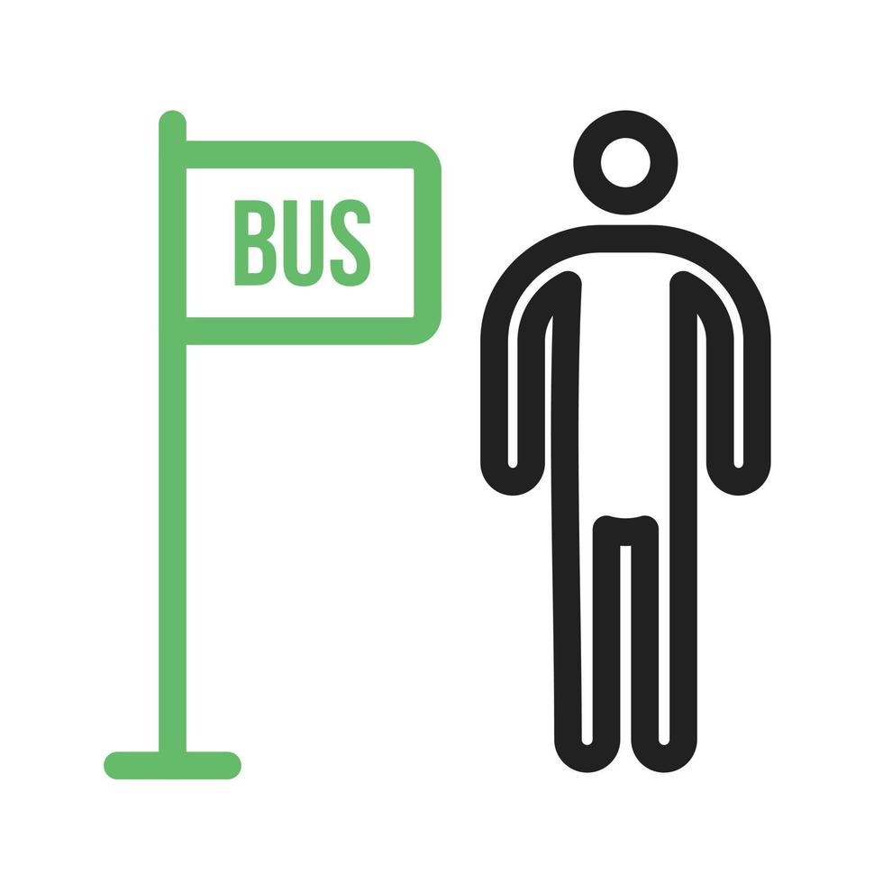 Bus Stop Line Green and Black Icon vector