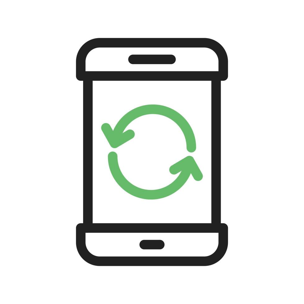Restart Phone Line Green and Black Icon vector