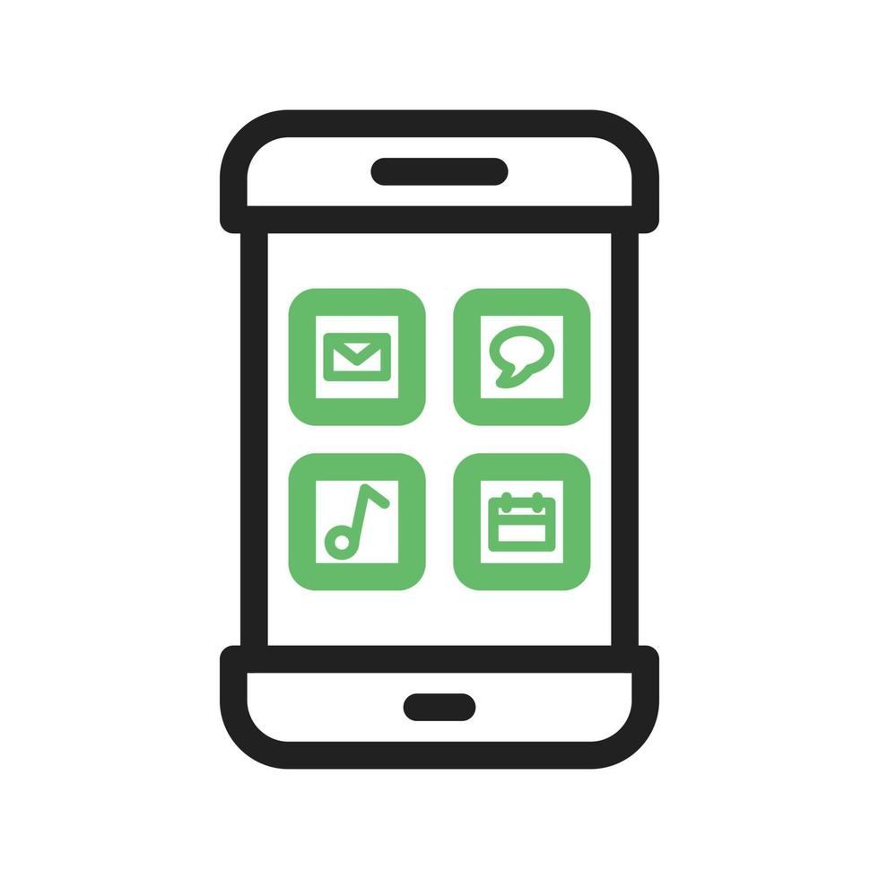 Multiple Apps Line Green and Black Icon vector