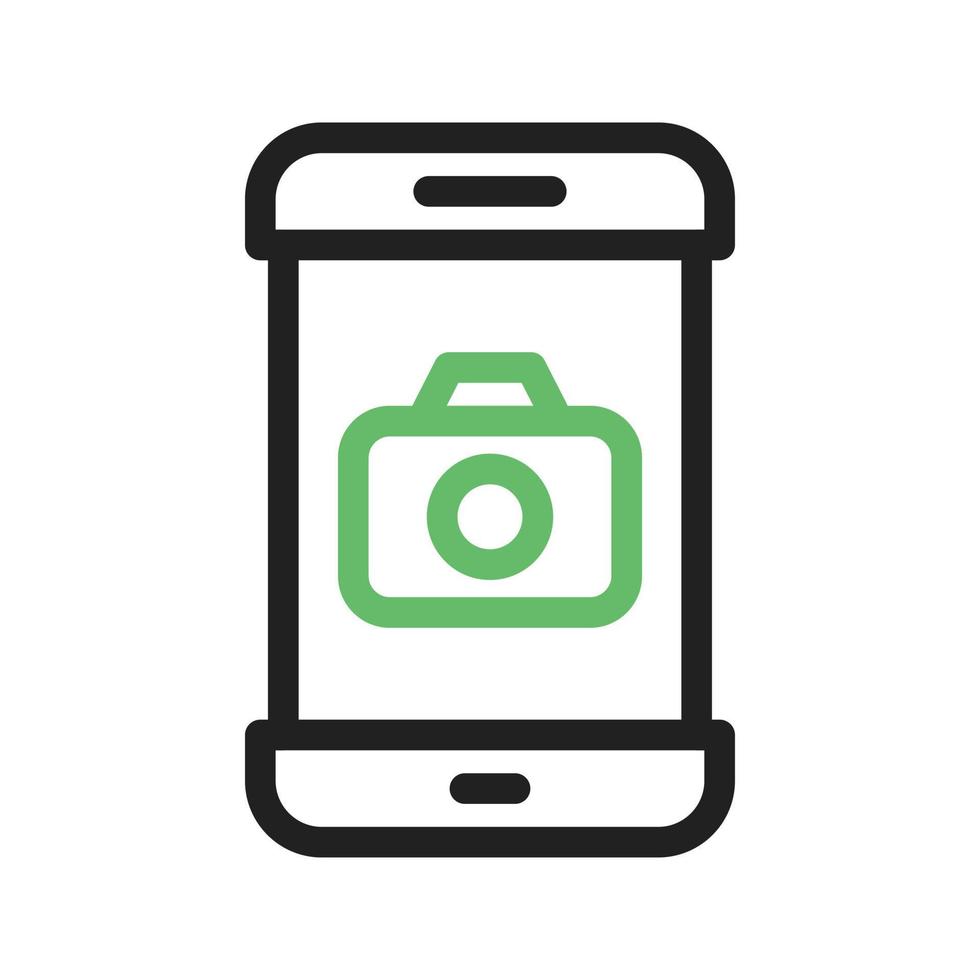 Camera App Line Green and Black Icon vector