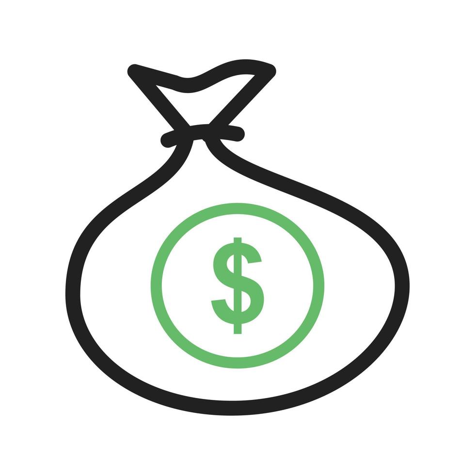 Sack of Money Line Green and Black Icon vector