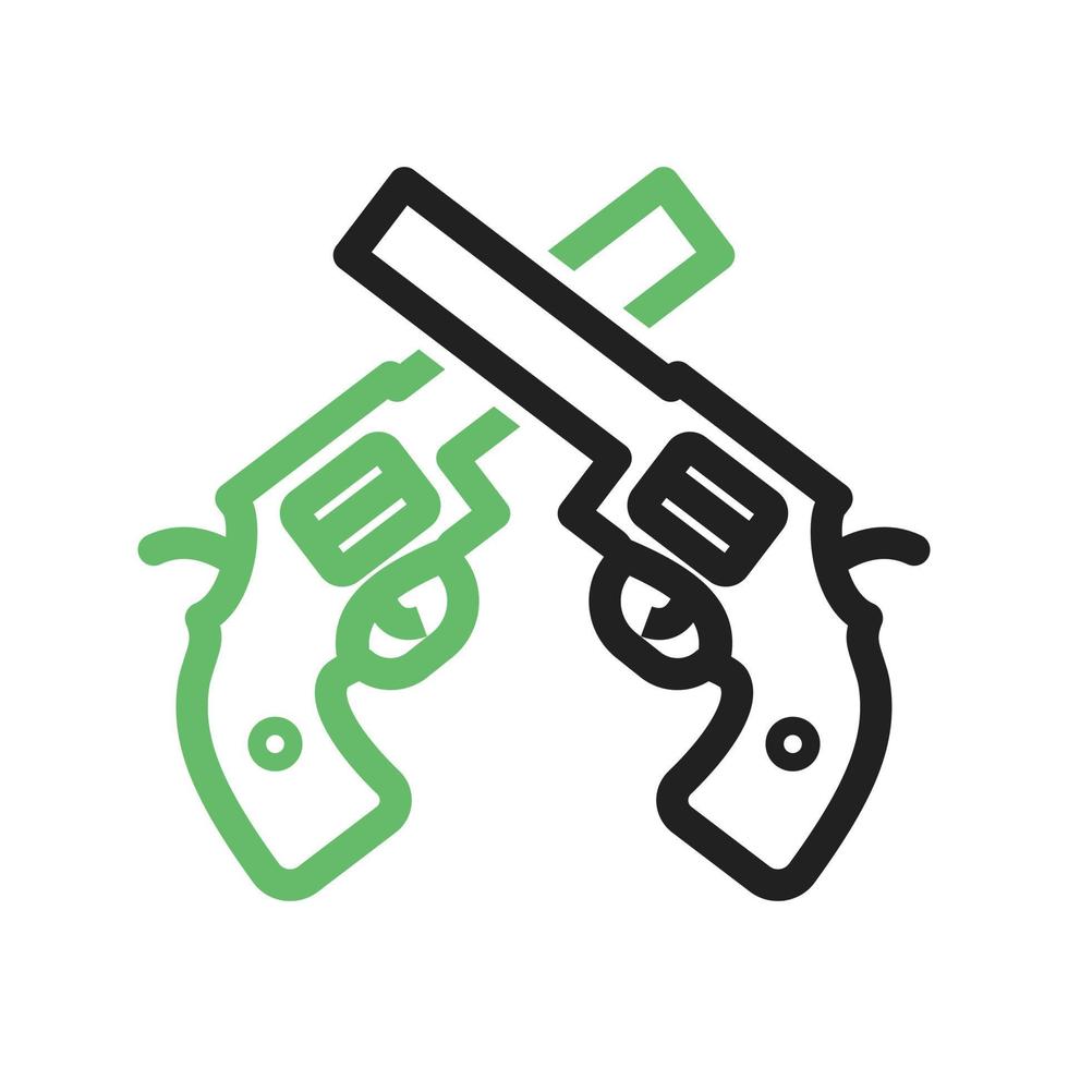 Two Guns Line Green and Black Icon vector