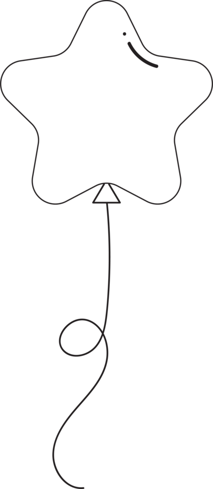 Balloon birthday outline, Flatstyle cartoon drawing 9692839 PNG