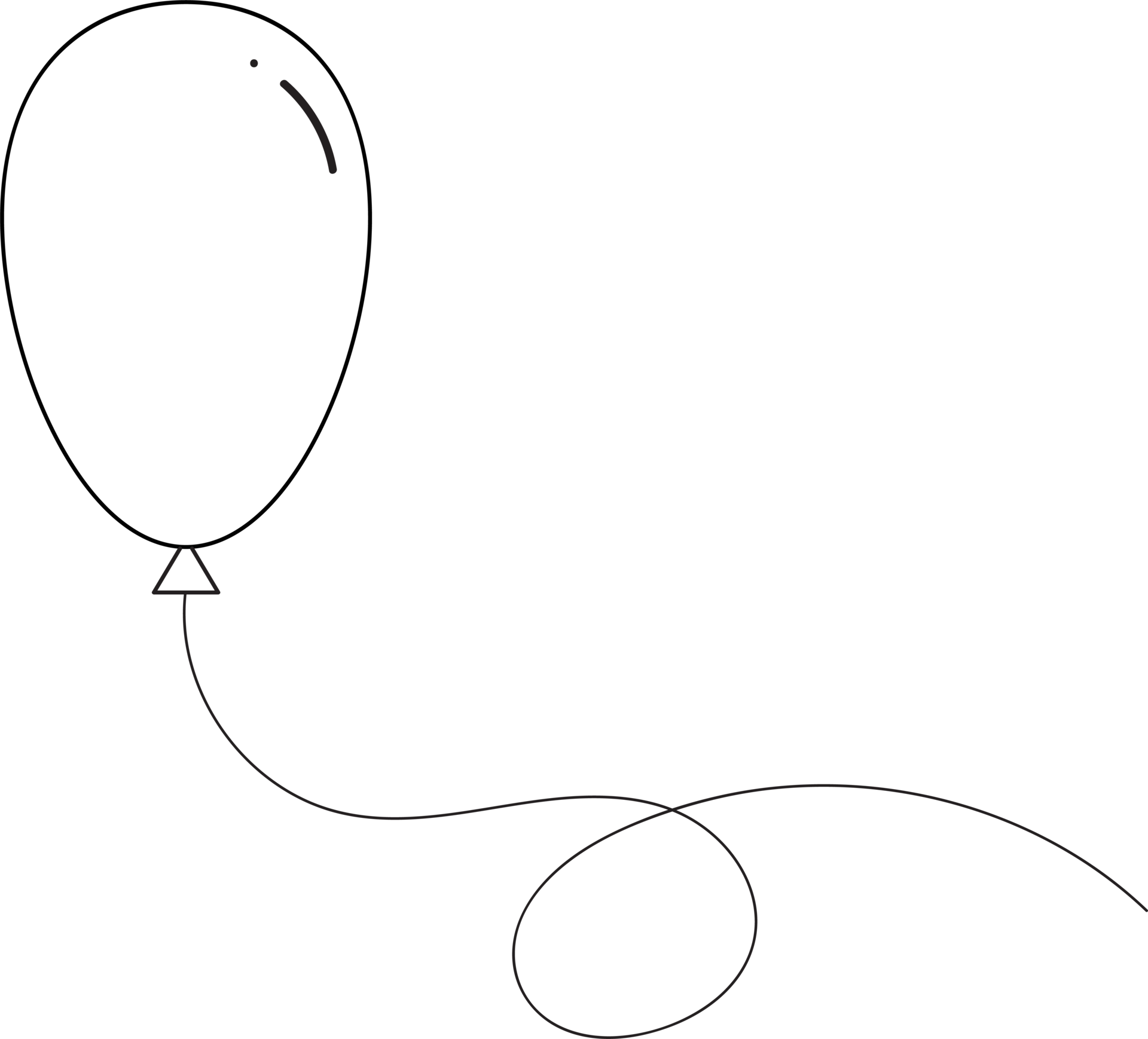 Balloon birthday outline, Flatstyle cartoon drawing 9692846 PNG