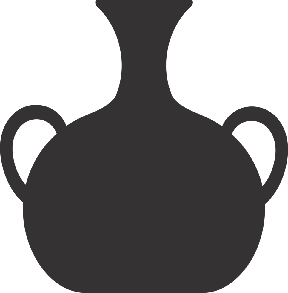 Ceramic vase nordic style, Flat style vase, minimal design png