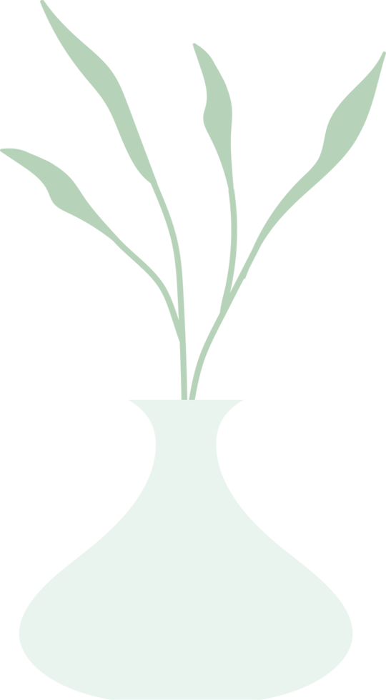 Vase flower leaves Aesthetic element, minimal vase design illustration png