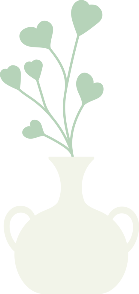 Vase flower leaves Aesthetic element, minimal vase design illustration png