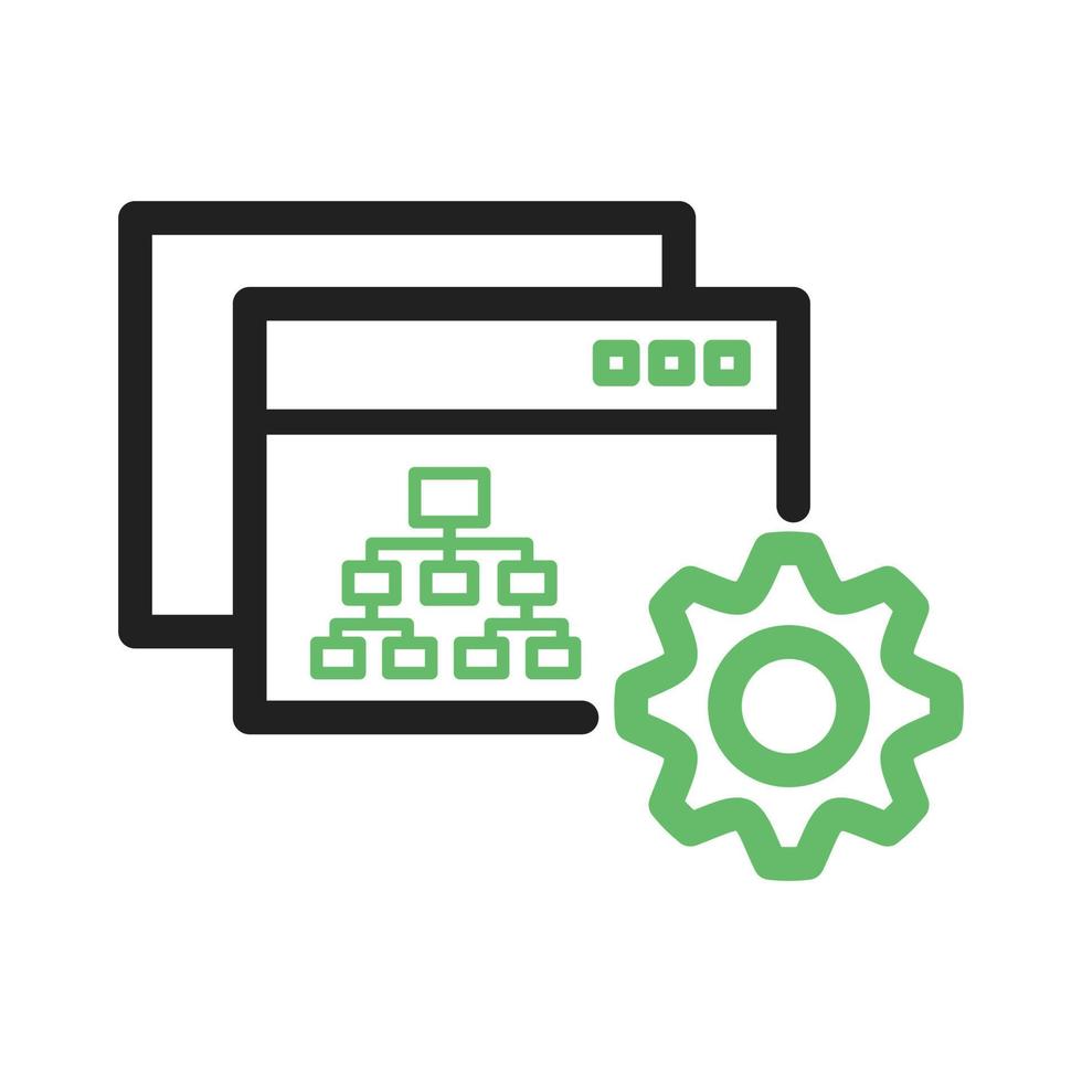 Sitemap Settings Line Green and Black Icon vector