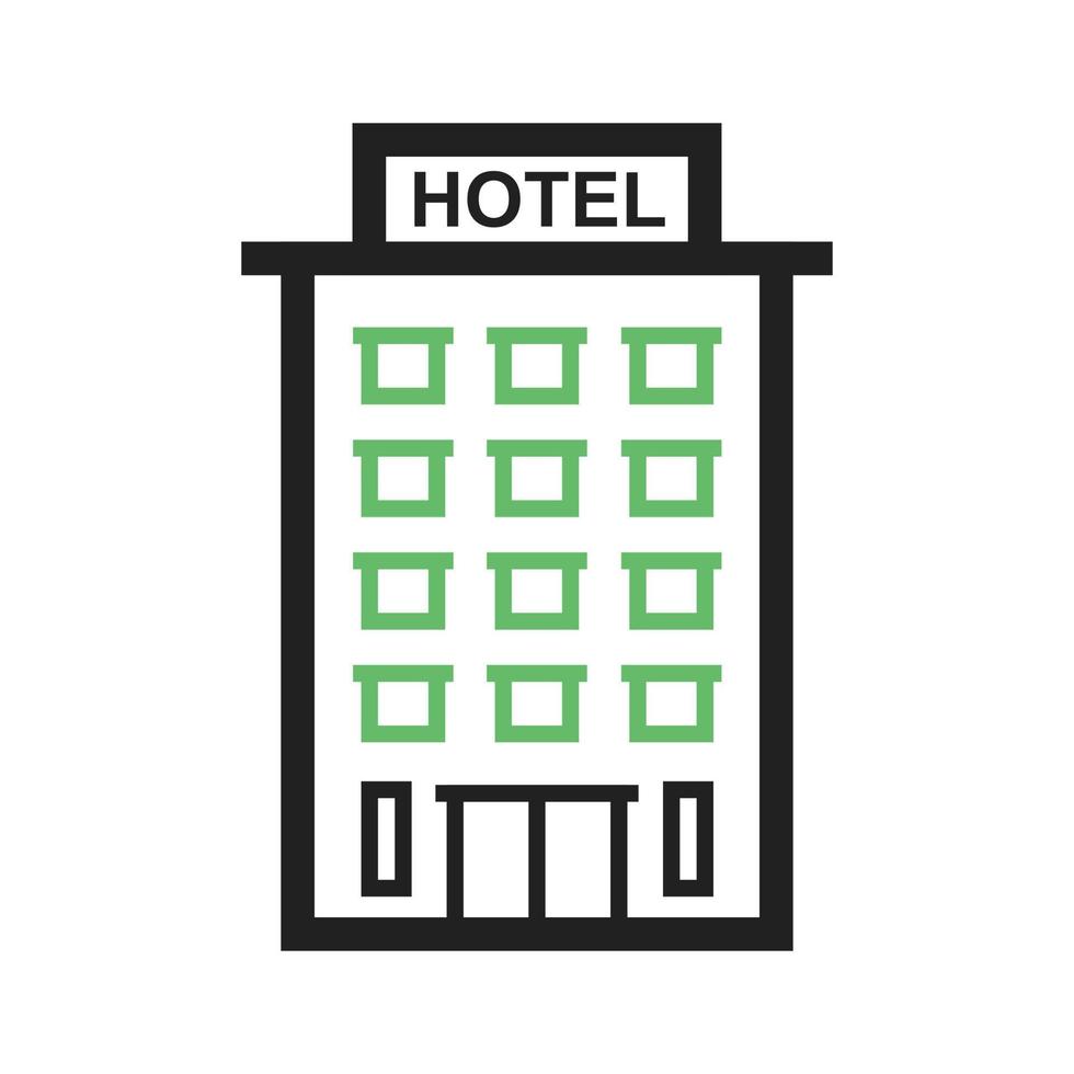 línea de hotel icono verde y negro vector