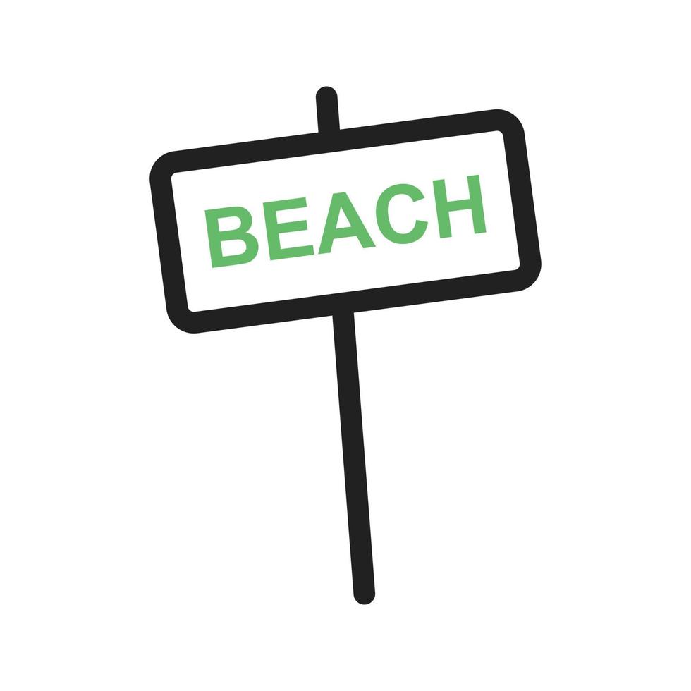 Beach Sign Line Green and Black Icon vector