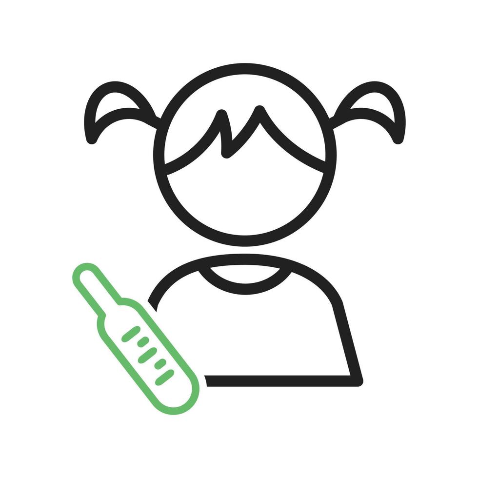 Temperature Check Line Green and Black Icon vector