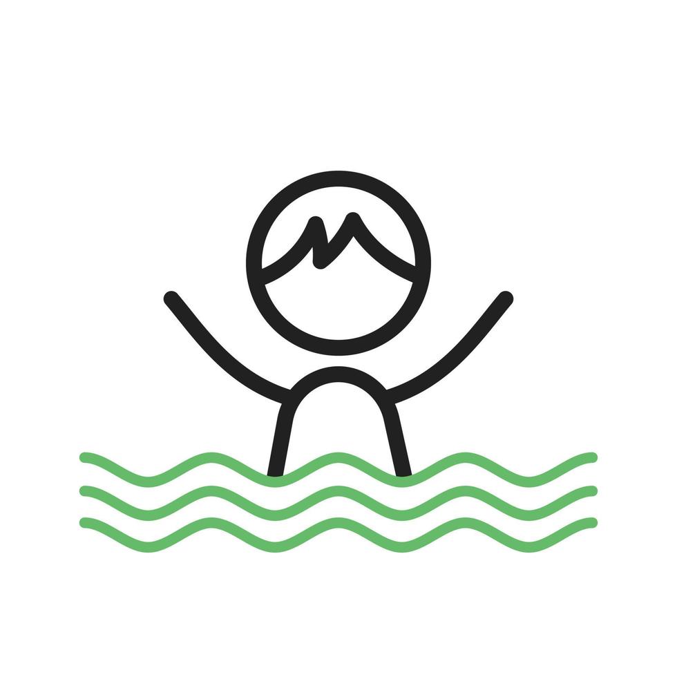 línea de natación icono verde y negro vector
