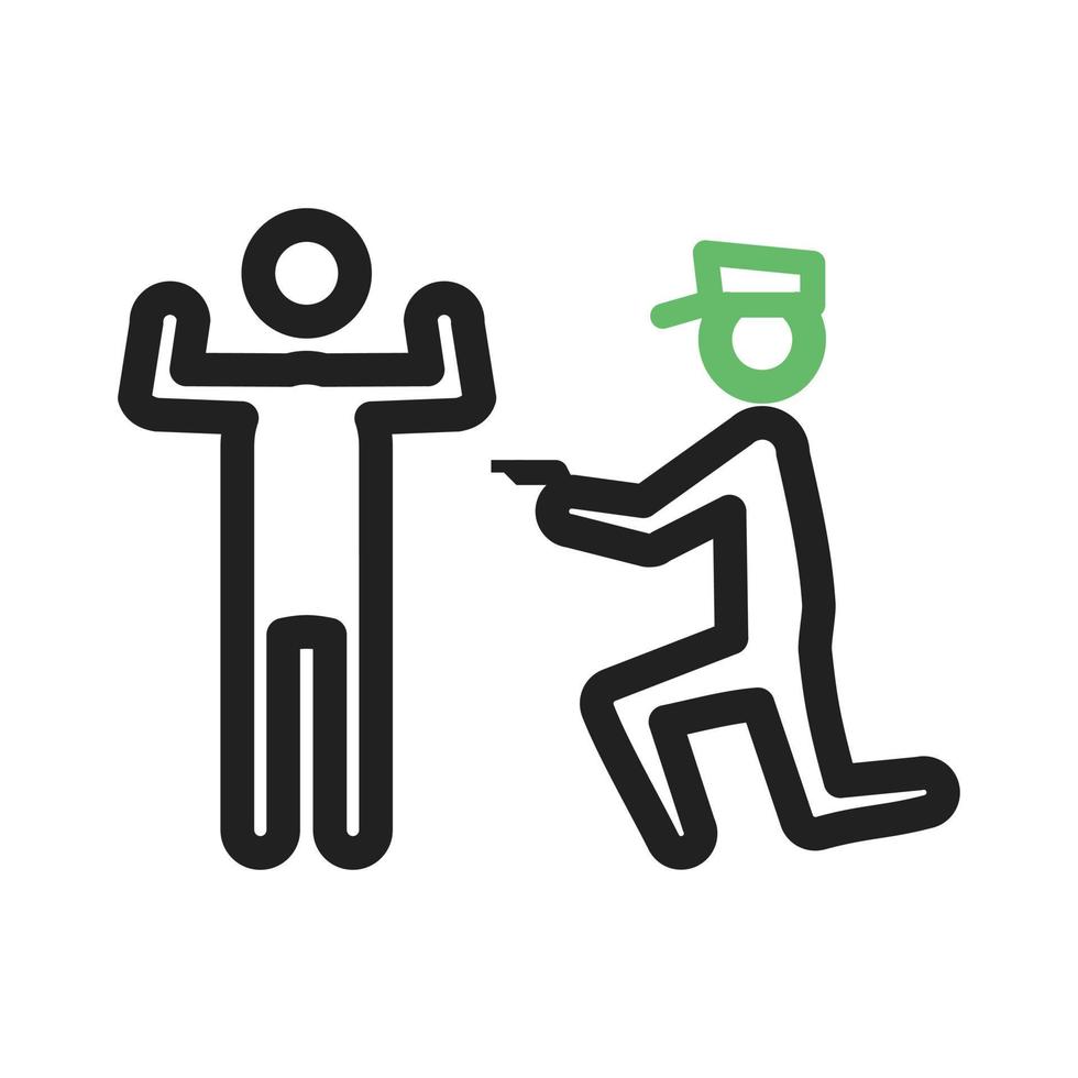 Police Arresting Man Line Green and Black Icon vector