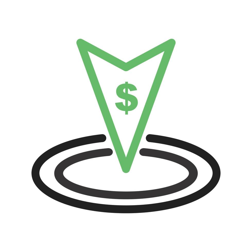 línea de inversión icono verde y negro vector