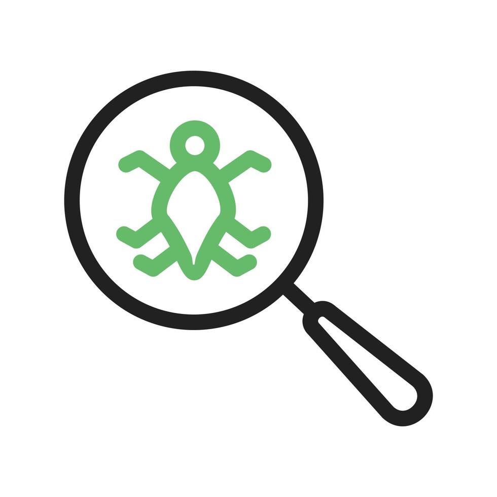 Find Bugs Line Green and Black Icon vector
