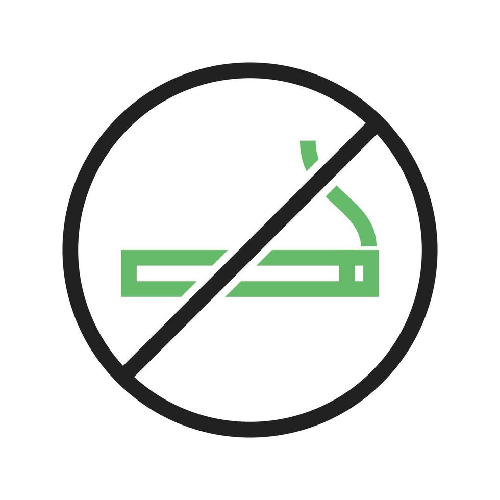 línea de no fumar icono verde y negro vector