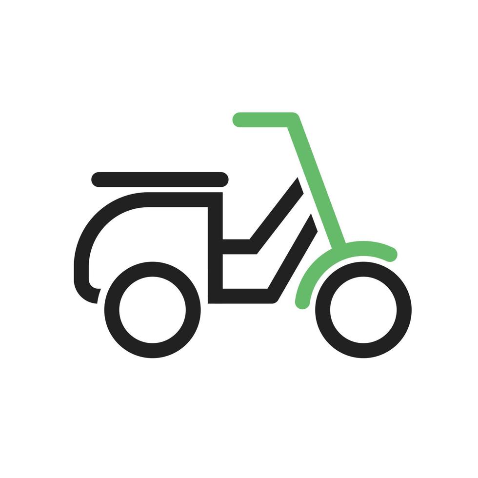 línea de scooter icono verde y negro vector