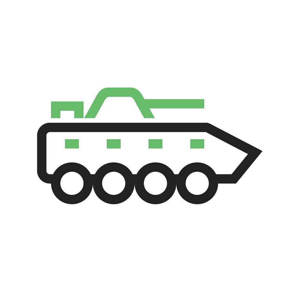 línea de tanque de infantería icono verde y negro vector