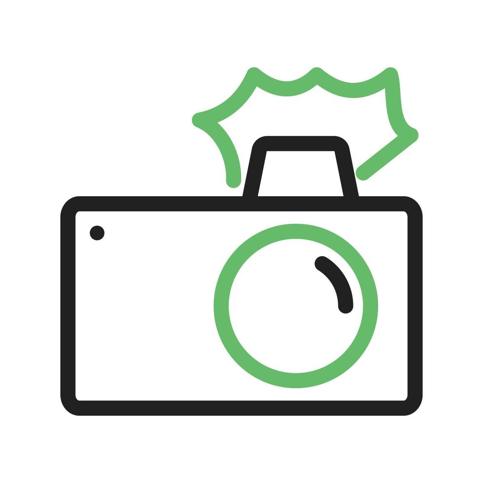 Camera Clicks Line Green and Black Icon vector