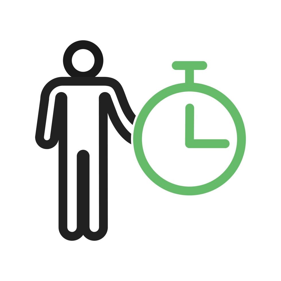 Time Management Line Green and Black Icon vector