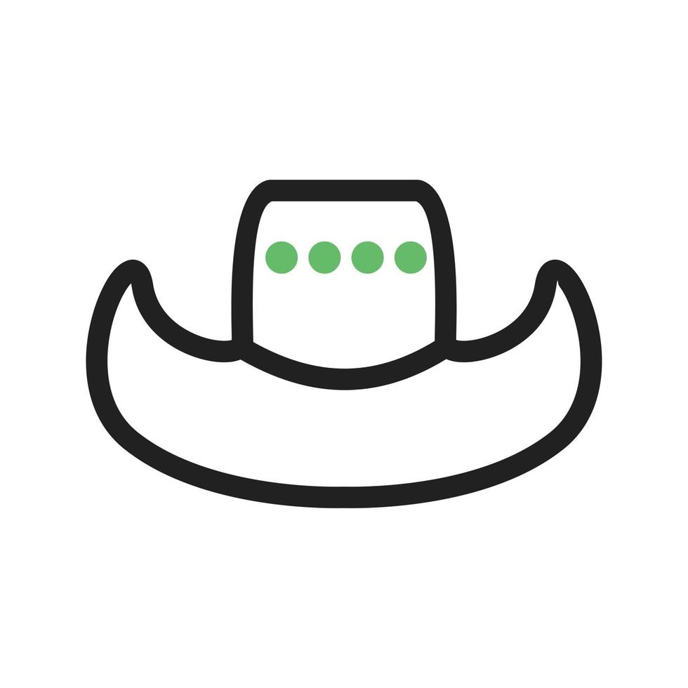 Cowboy Hat Line Green and Black Icon vector