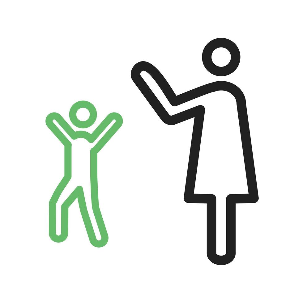 Waving Goodbye Line Green and Black Icon vector
