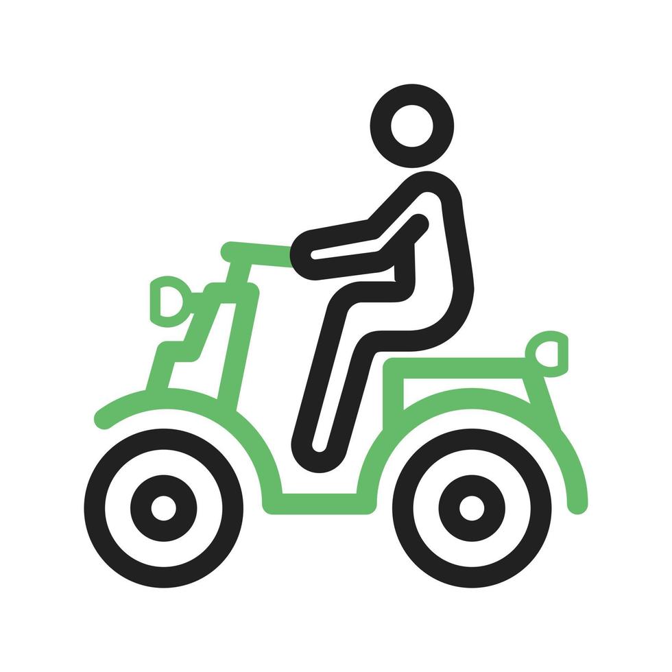 Riding Scooter Line Green and Black Icon vector