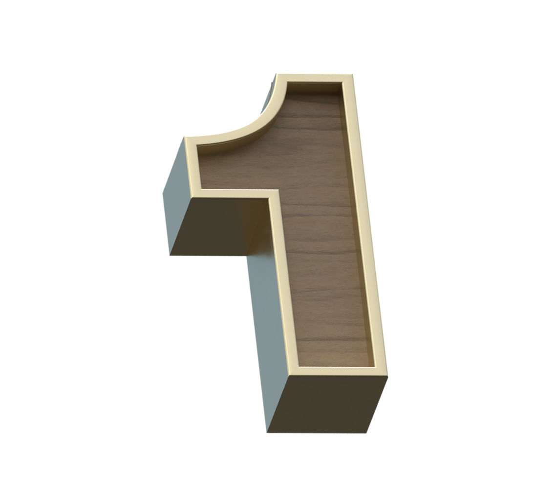 A 3d rendering image of golden mixed with wooden alphabets png