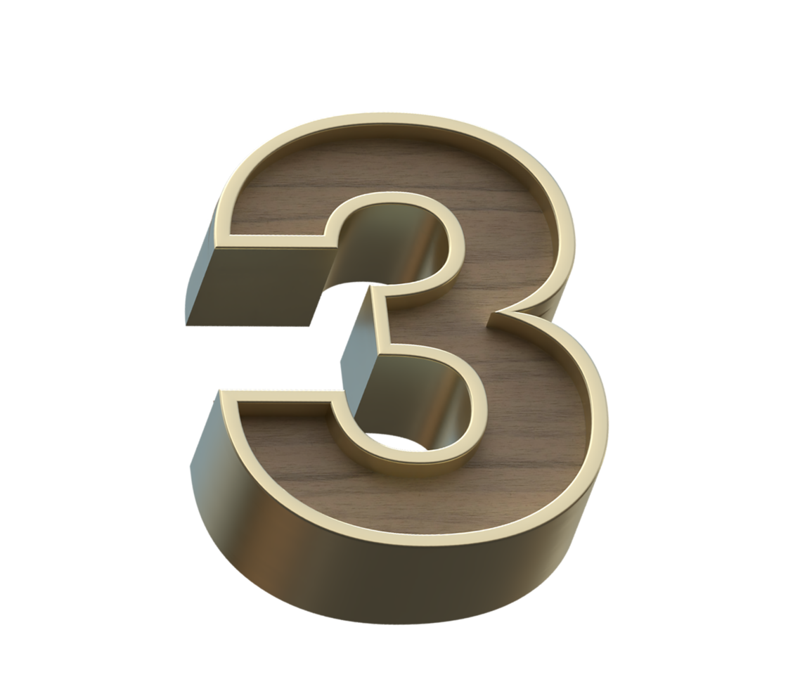 A 3d rendering image of golden mixed with wooden alphabets png