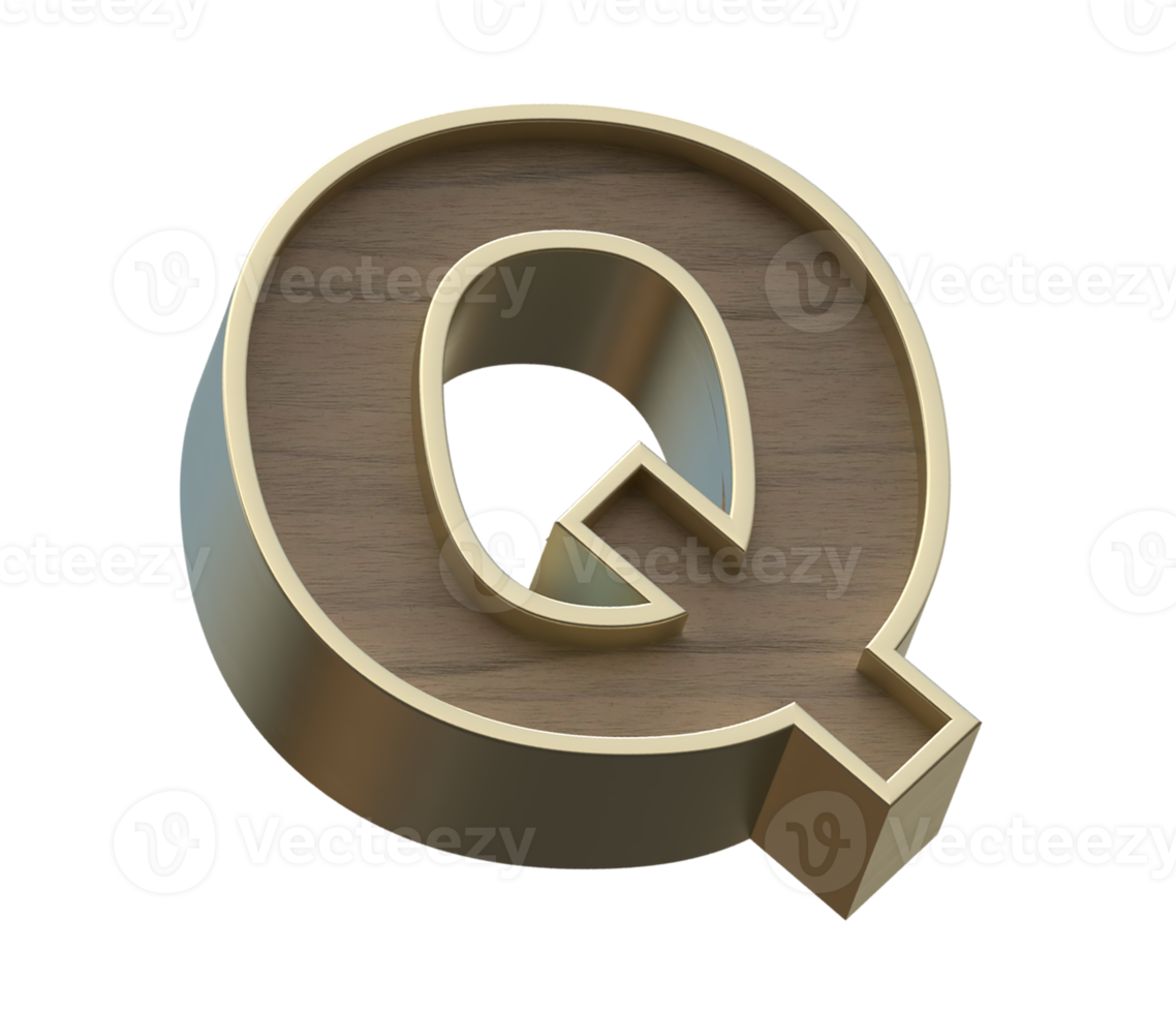 A 3d rendering image of golden mixed with wooden alphabets png