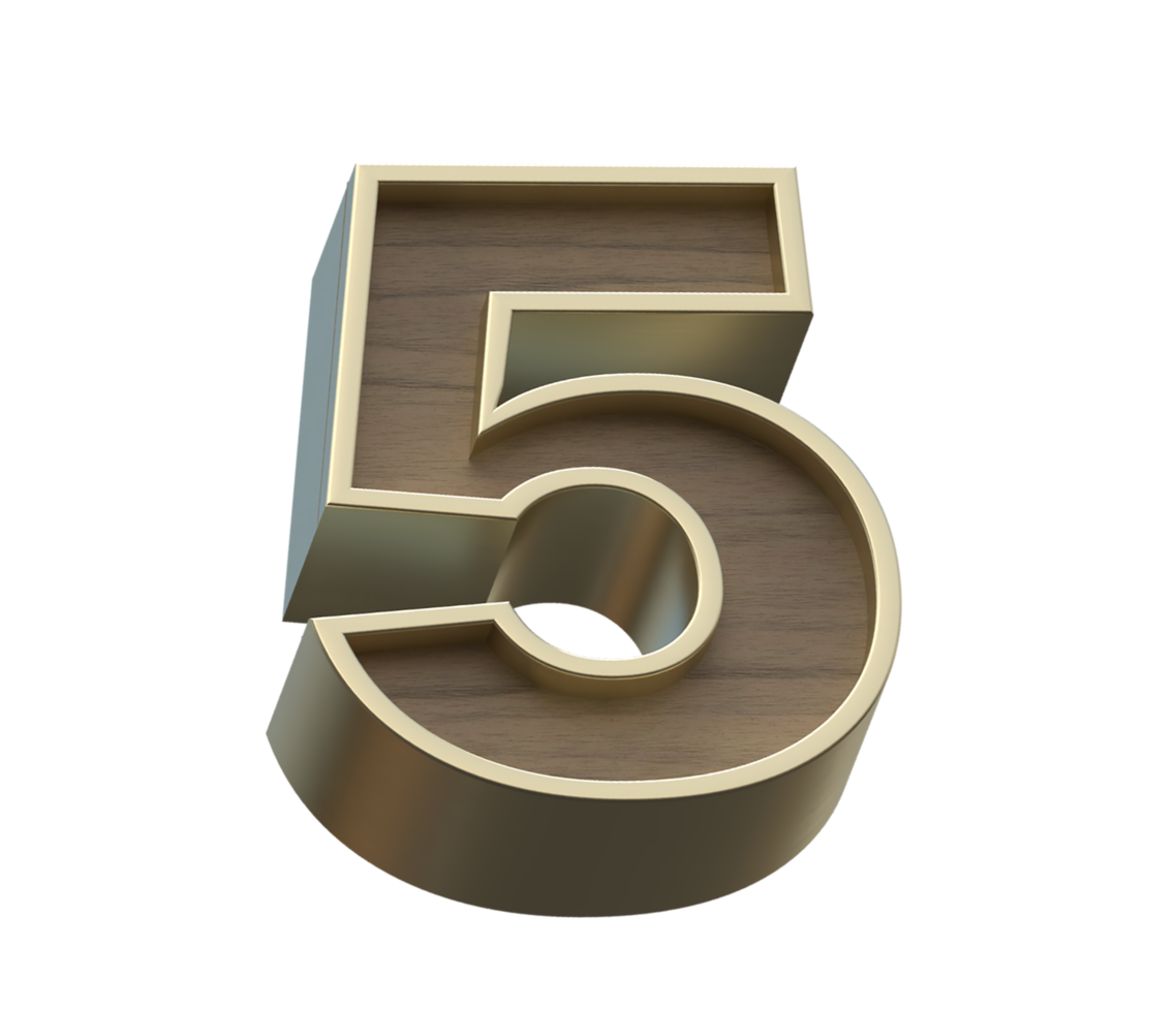A 3d rendering image of golden mixed with wooden alphabets png