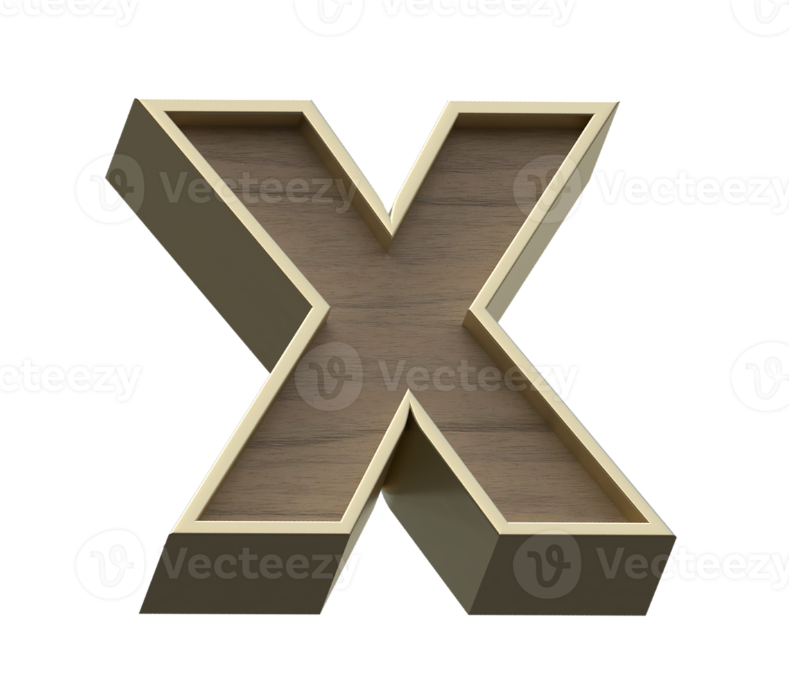 A 3d rendering image of golden mixed with wooden alphabets png