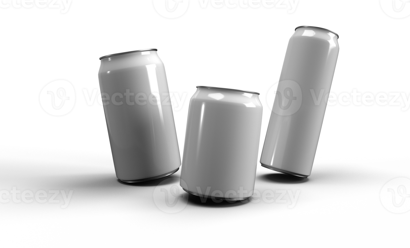 A 3d rendering of 3 white cans on tranaprent background png