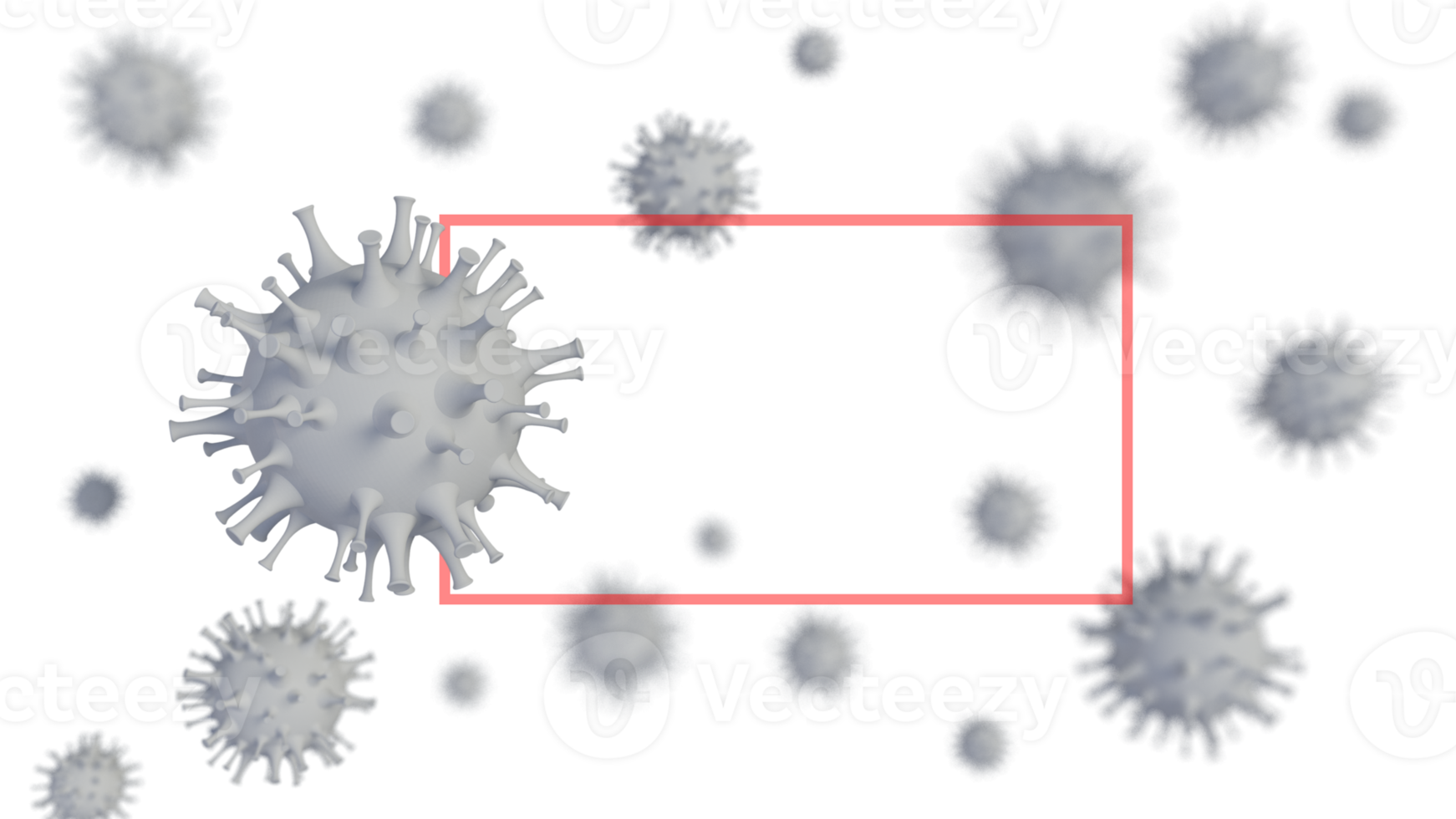 image de rendu 3d du modèle de virus covid-19 et cadre pour le texte png