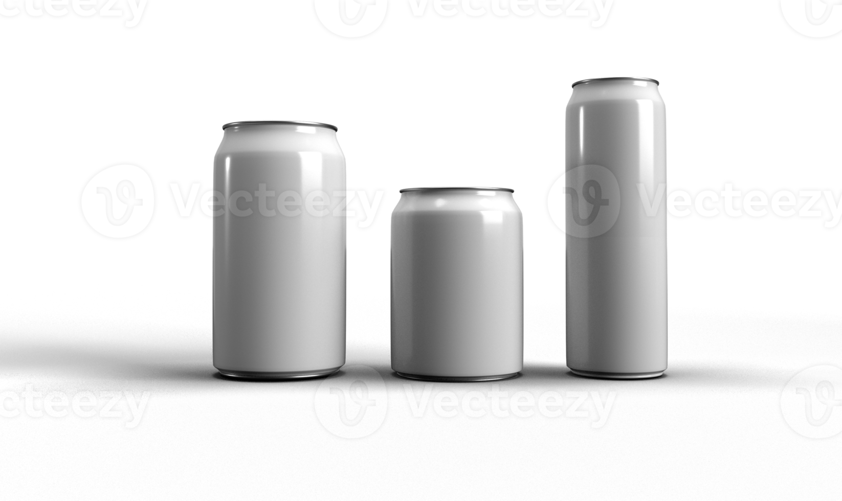 A 3d rendering of 3 white cans on tranaprent background png