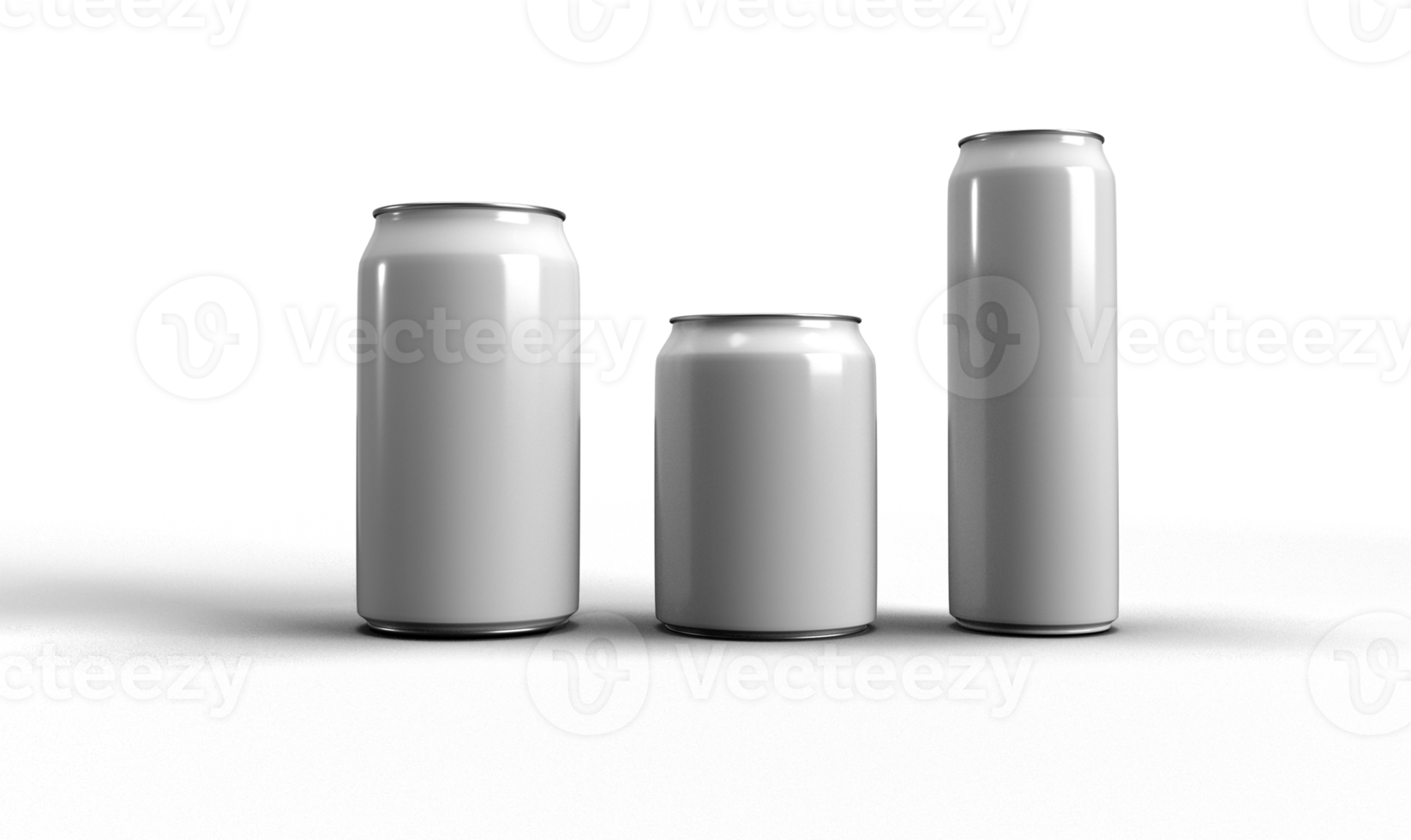 A 3d rendering of 3 white cans on tranaprent background png