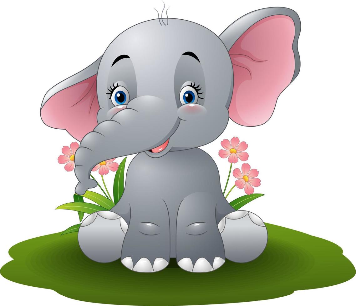 Cartoon baby elephant vector