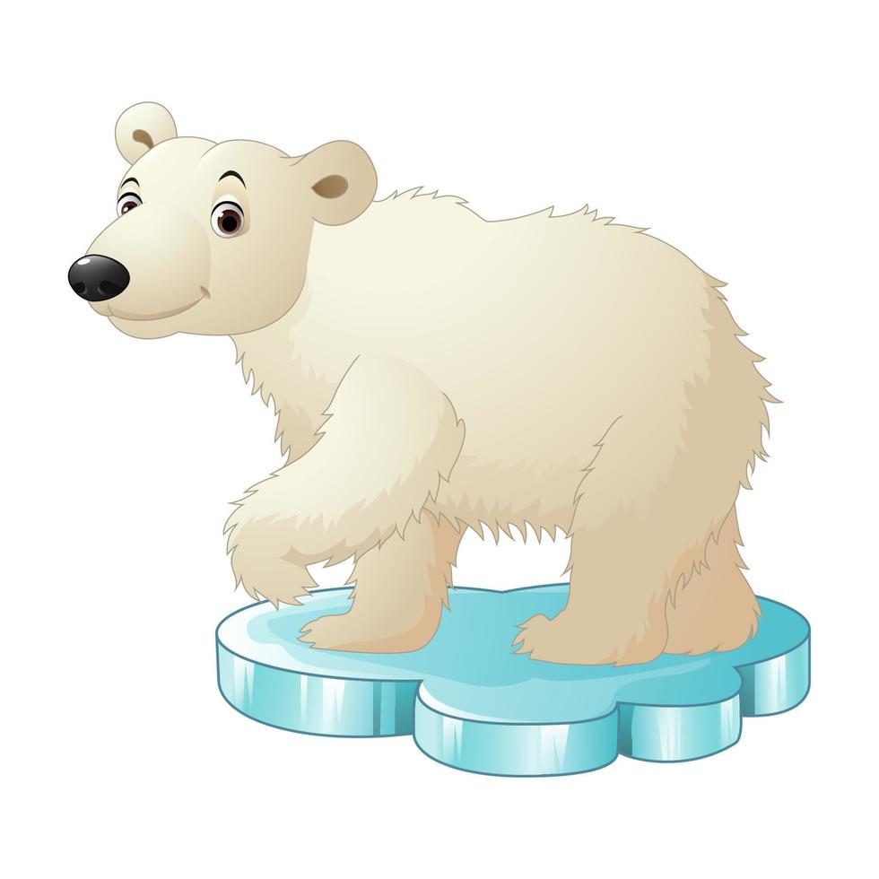 Cartoon polar bear on floe vector