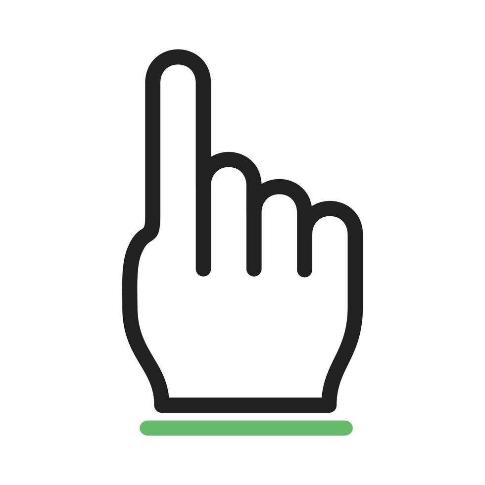 línea de cursor de mano icono verde y negro vector