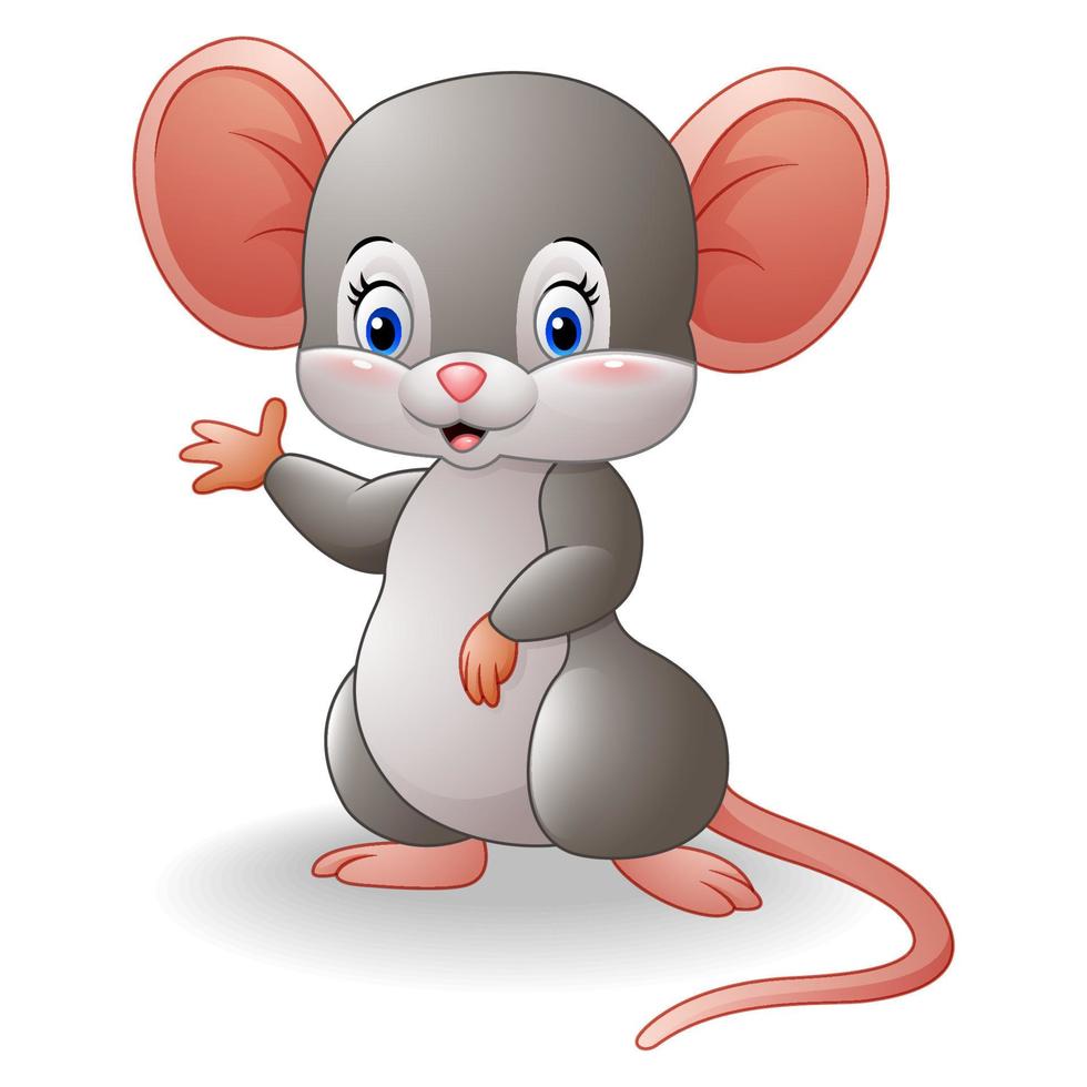 Cute mouse cartoon waving vector