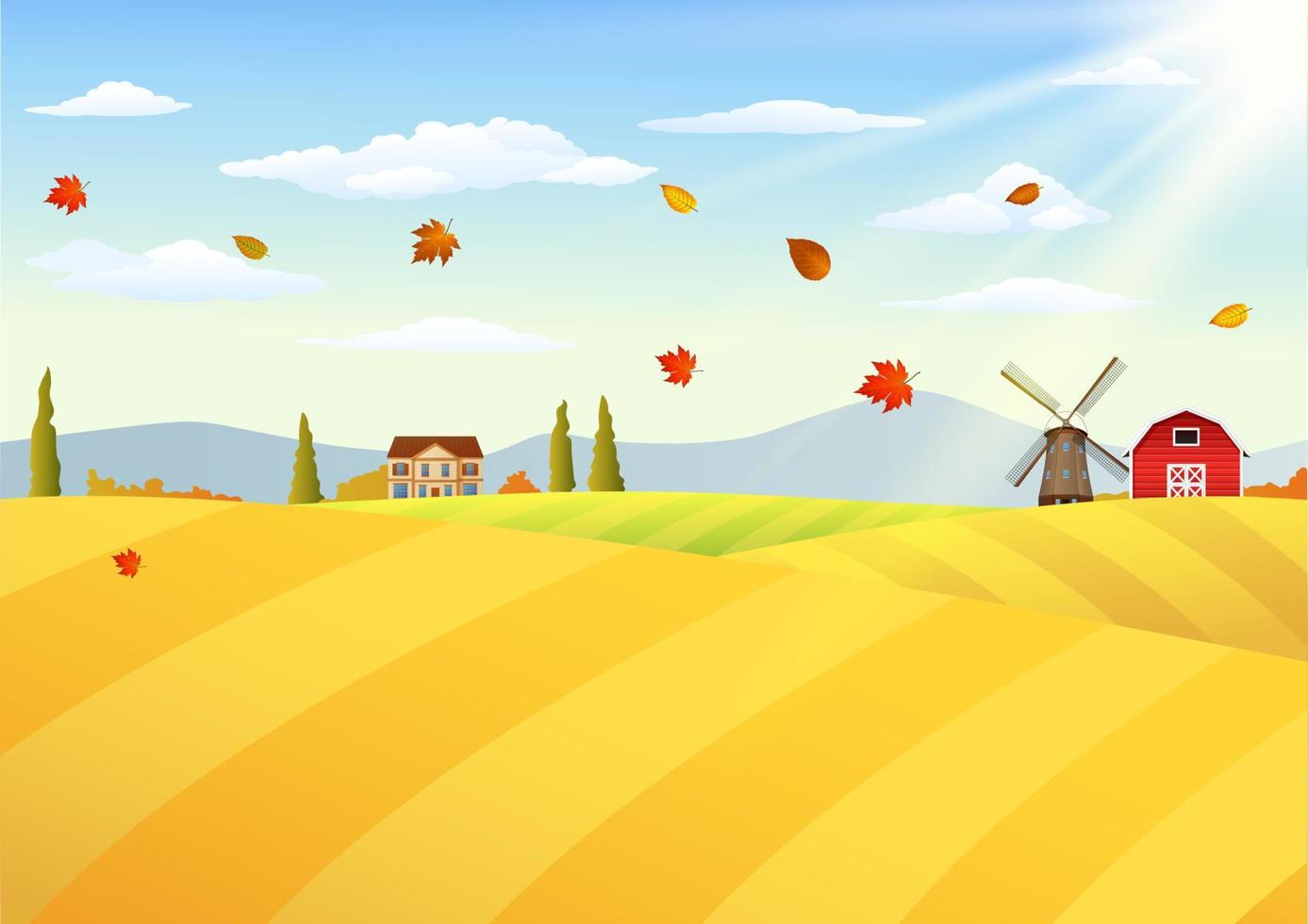 paisaje de la granja en otoño vector