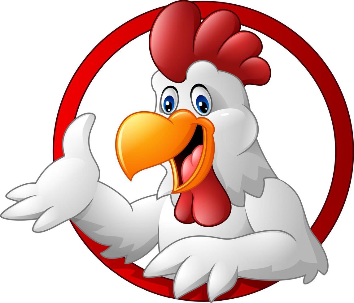 Cartoon rooster mascot presenting vector