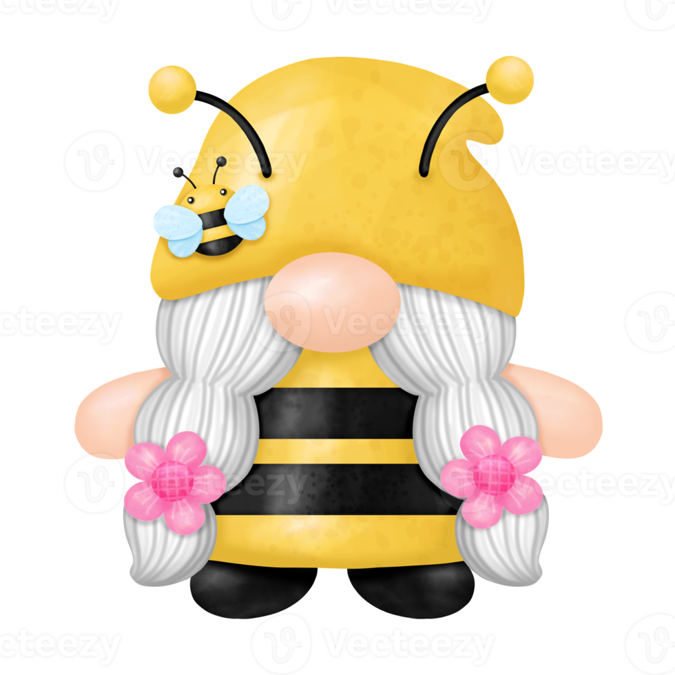 gnomos miel abeja acuarela clipart png